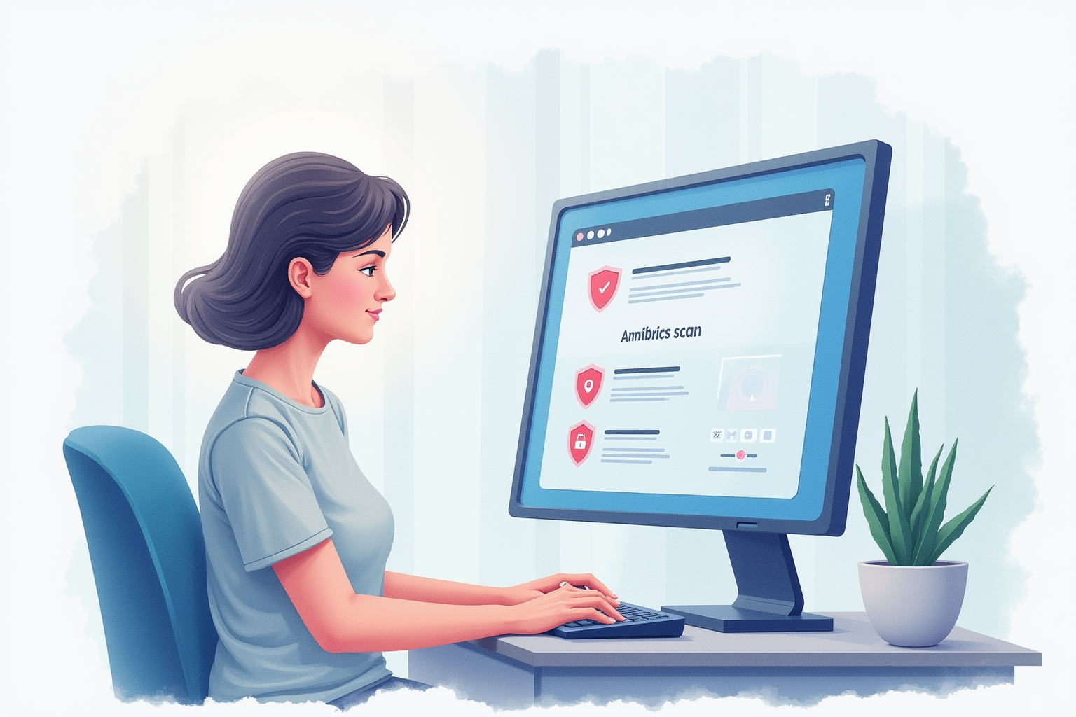 Automated scheduled antivirus scan running in background while user works