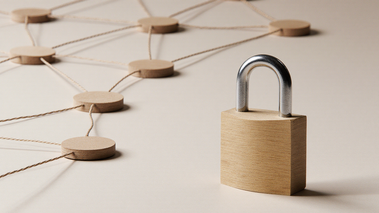 Padlock and blank wooden blocks representing a minimal-data removal workflow